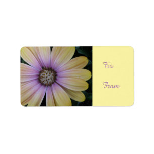 Yellow and Purple Daisy Flower Present Tag Label