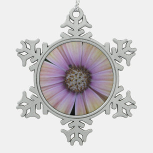 Yellow and Purple Daisy Flower Snowflake Pewter Christmas Ornament