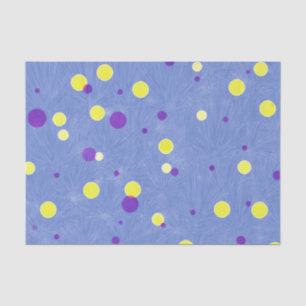 Yellow and Purple Dots on Medium Blue Background Tissue Paper