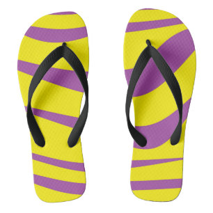 Yellow and Purple Flip Flops Colourful Thong Sanda