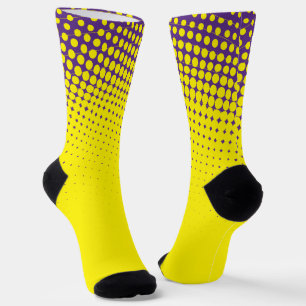 Yellow And Purple Gradient Pattern Socks