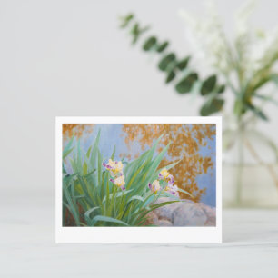 Yellow and Purple Irises with Golden Light Postcard