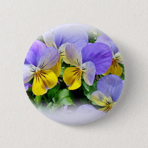 Yellow and Purple Pansies 6 Cm Round Badge