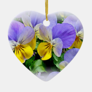 Yellow and Purple Pansies Ceramic Ornament
