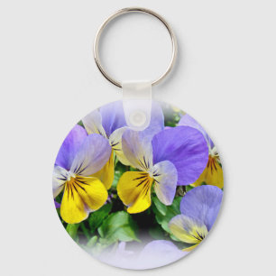 Yellow and Purple Pansies Key Ring