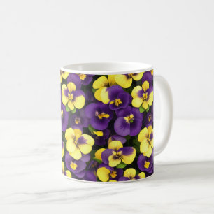 Yellow and Purple Pansy Flowers Coffee Mug