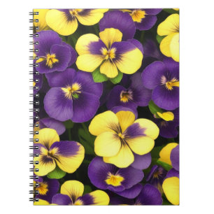 Yellow and Purple Pansy Flowers Notebook