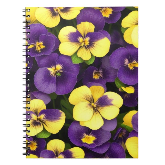Yellow and Purple Pansy Flowers Notebook (Front)