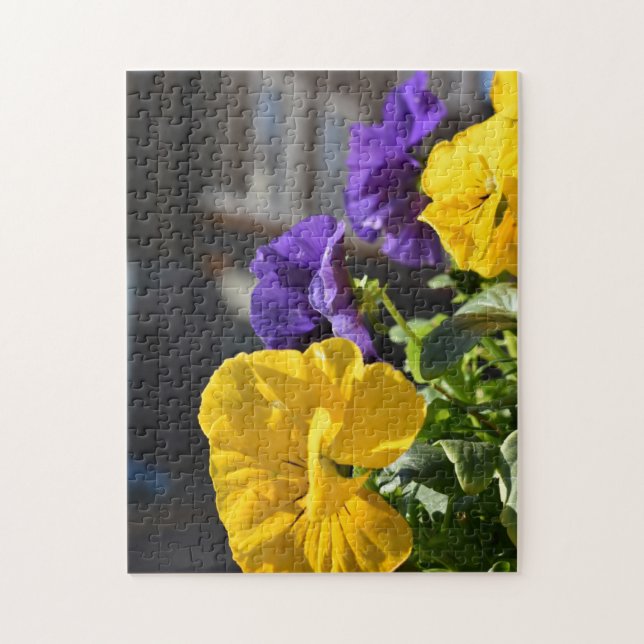 Yellow and Purple Petunia Flowers, London UK Jigsaw Puzzle (Vertical)