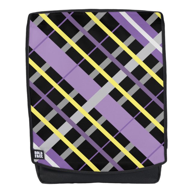 Yellow and Purple Plaid Backpack (Front)