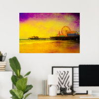 Yellow and Purple Santa Monica Pier