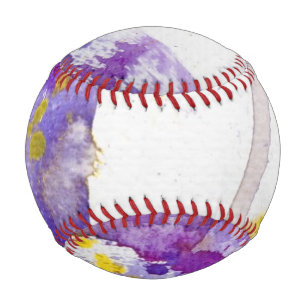 yellow and purple watercolor background baseball