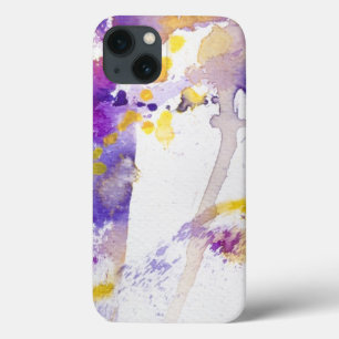 yellow and purple watercolor background iPhone 13 case