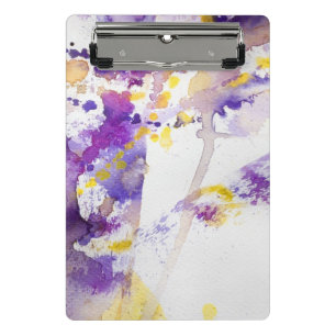 yellow and purple watercolor background mini clipboard