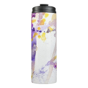yellow and purple watercolor background thermal tumbler