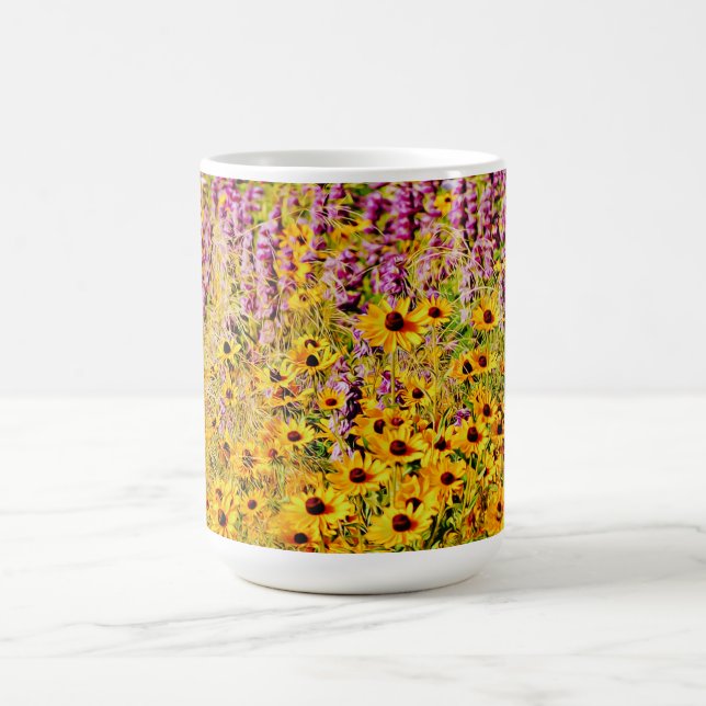 Yellow and Purple Wildflowers Coffee Cup Mug (Center)