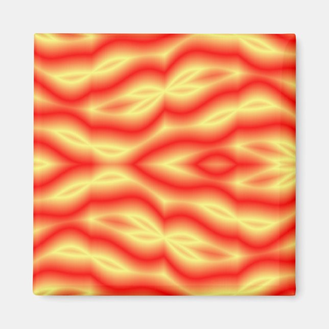 Yellow and red abstract leaves magnet (Front)