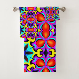 Yellow and Red Bath Towel Set