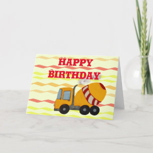 Yellow and red concrete mixer card