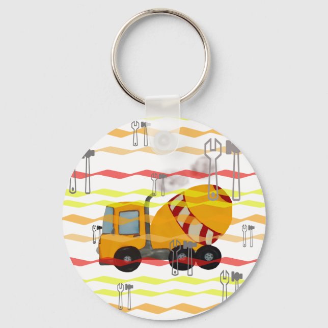 Yellow and red concrete mixer key ring (Front)
