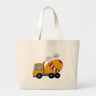 Yellow and red concrete mixer large tote bag