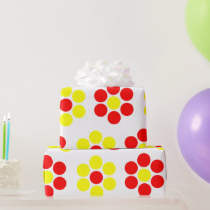 Yellow and Red Floral Minimal Simple Wrapping Paper