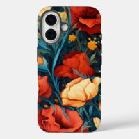 Yellow and Red Flowers Botanical Print 