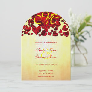 Yellow and Red Heart Roses Wedding Invitation