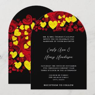 Yellow and Red Heart Roses Wedding Invitation