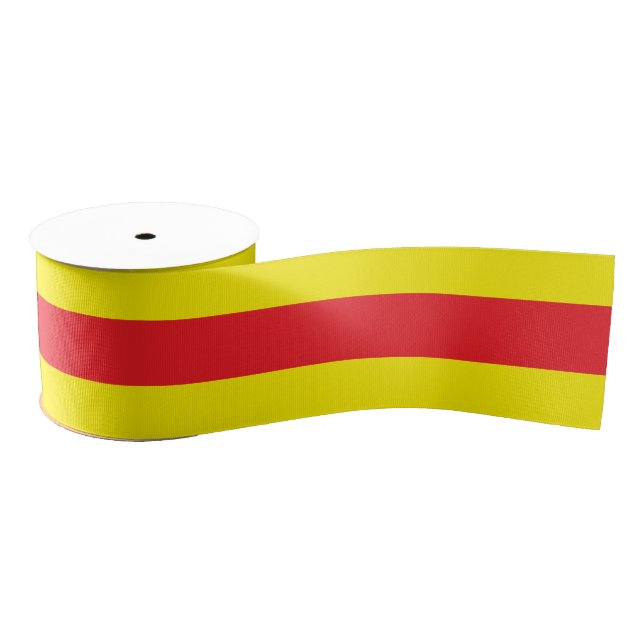 Yellow and Red Horizontal Stripes Grosgrain Ribbon (Spool)