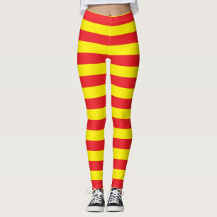 Yellow and Red Horizontal Stripes Leggings