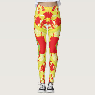 Yellow and Red Ketchup Splatter Leggings