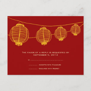 Yellow and Red Lanterns Wedding RSVP Card