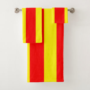 Yellow and red line stripes bath towel set