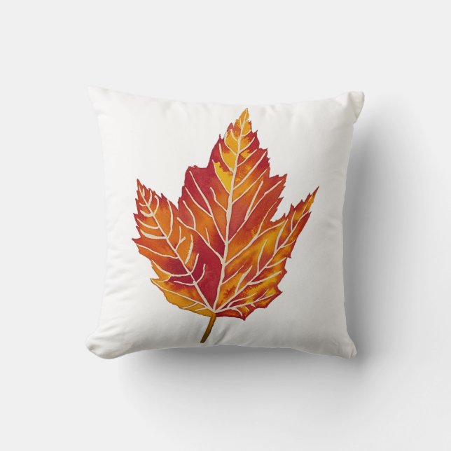 Yellow and Red Maple Leaf Pillow (Front)