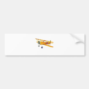 Yellow and Red Military Training Biplane Bumper Sticker