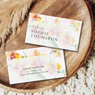 Yellow and red orchids elegant business card