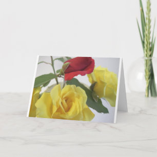 Yellow and Red Roses Holiday Card