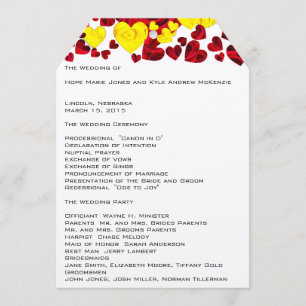 Yellow and Red Roses Wedding Program