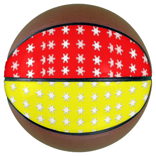 Yellow and Red Snowflakes Basketball (Front)