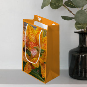Yellow and Red Speckled Canna Lily Floral Small Gift Bag