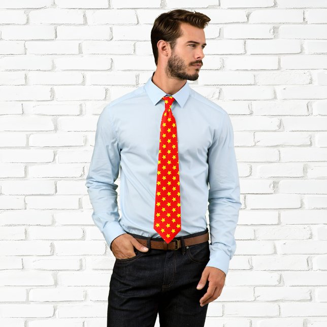 Yellow and Red Star Pattern Tie (Yellow and Red Star Pattern Tie)