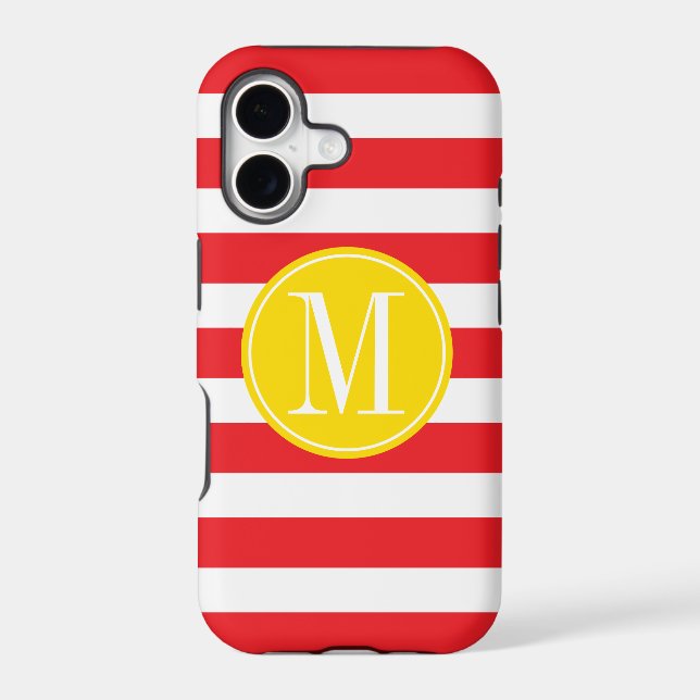 Yellow and Red Stripes Custom Monogram (Back)