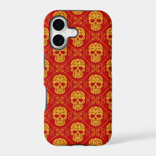 Yellow and Red Sugar Skull Pattern