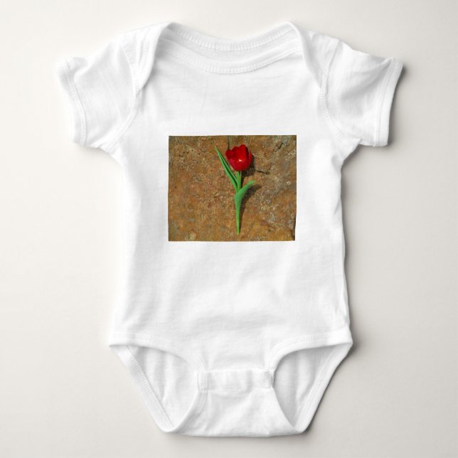 yellow and Red Tulip Baby Bodysuit (Front)