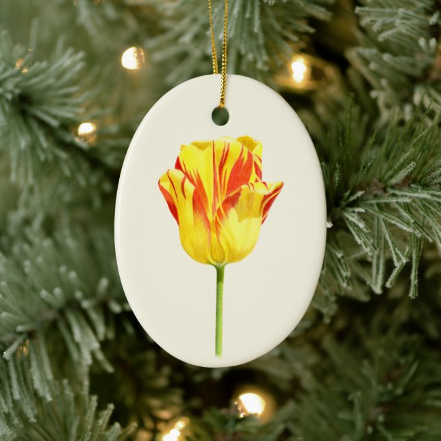 Yellow and red tulip ceramic ornament (Tree)