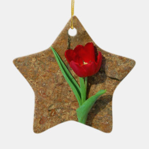 yellow and Red Tulip Ceramic Tree Decoration