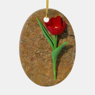 yellow and Red Tulip Ceramic Tree Decoration