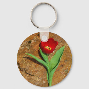 Yellow and Red Tulip Key Ring