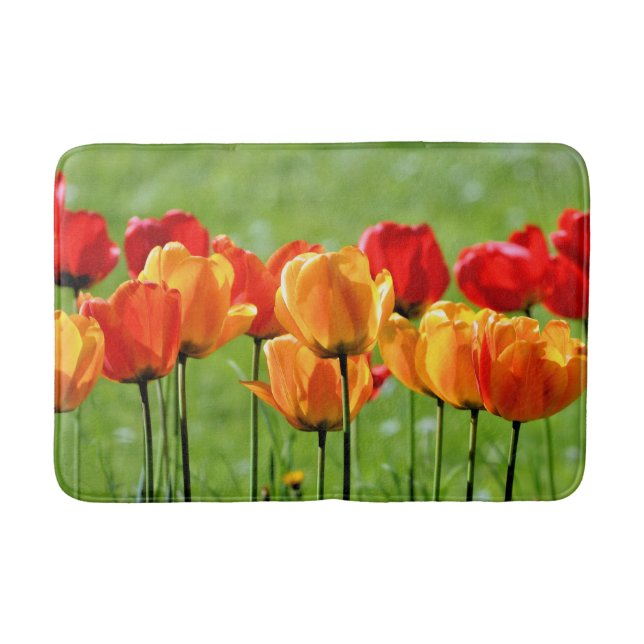 Yellow And Red Tulips Bath Mat (Front)